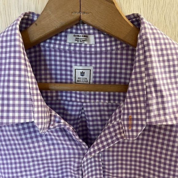 Peter Millar Shirt Mens Extra Large Purple Button Up Casual Cotton XL - Picture 2 of 6
